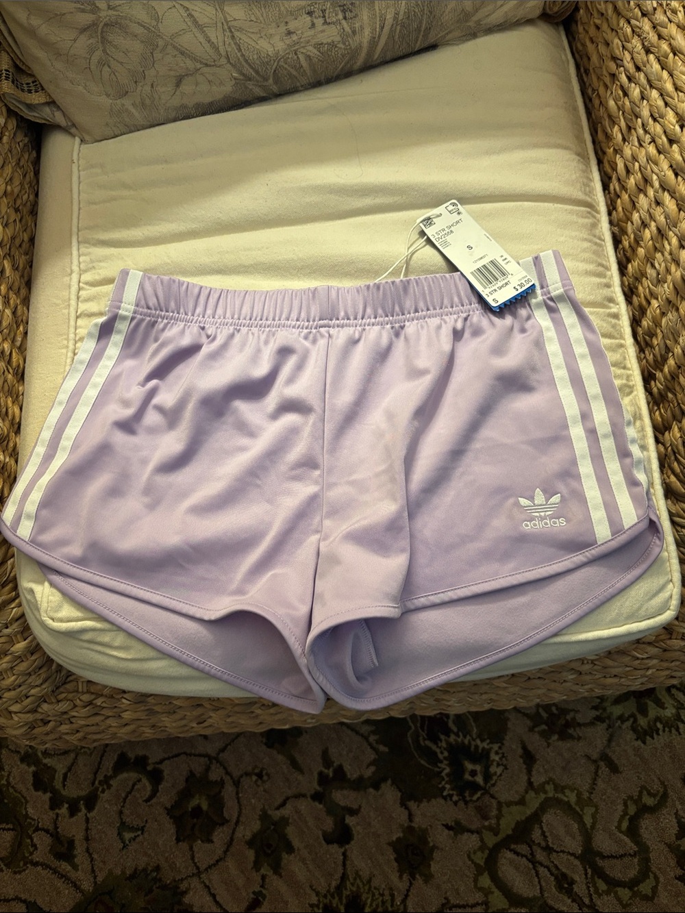 Adidas Purple Glow 3-Stripes Original Women's Athletic Shorts